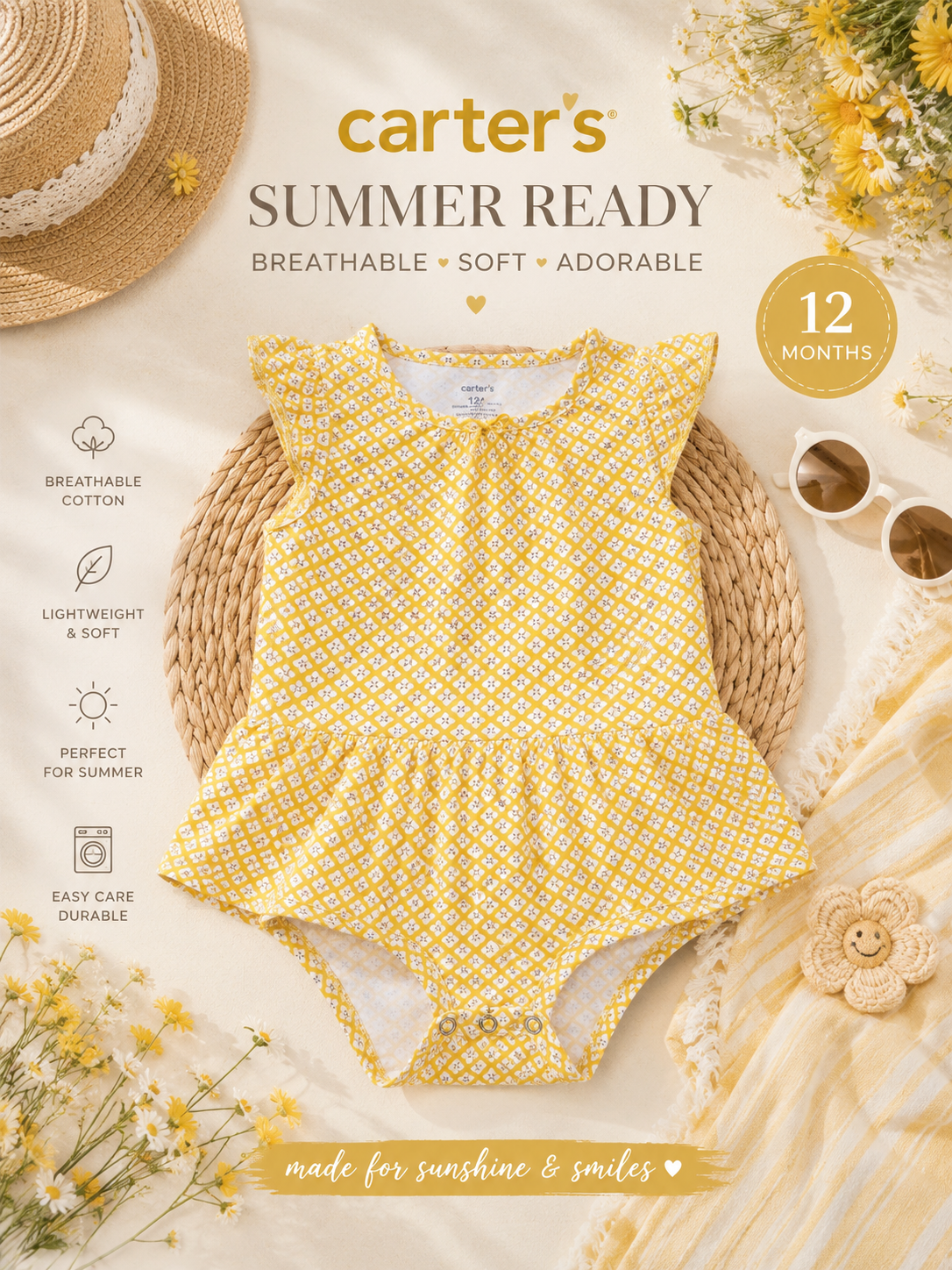 Carter's Yellow Romper Dress