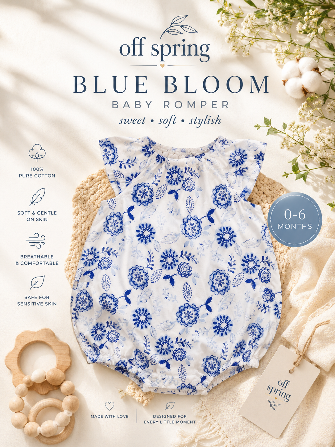 Offspring Blue Bloom Romper