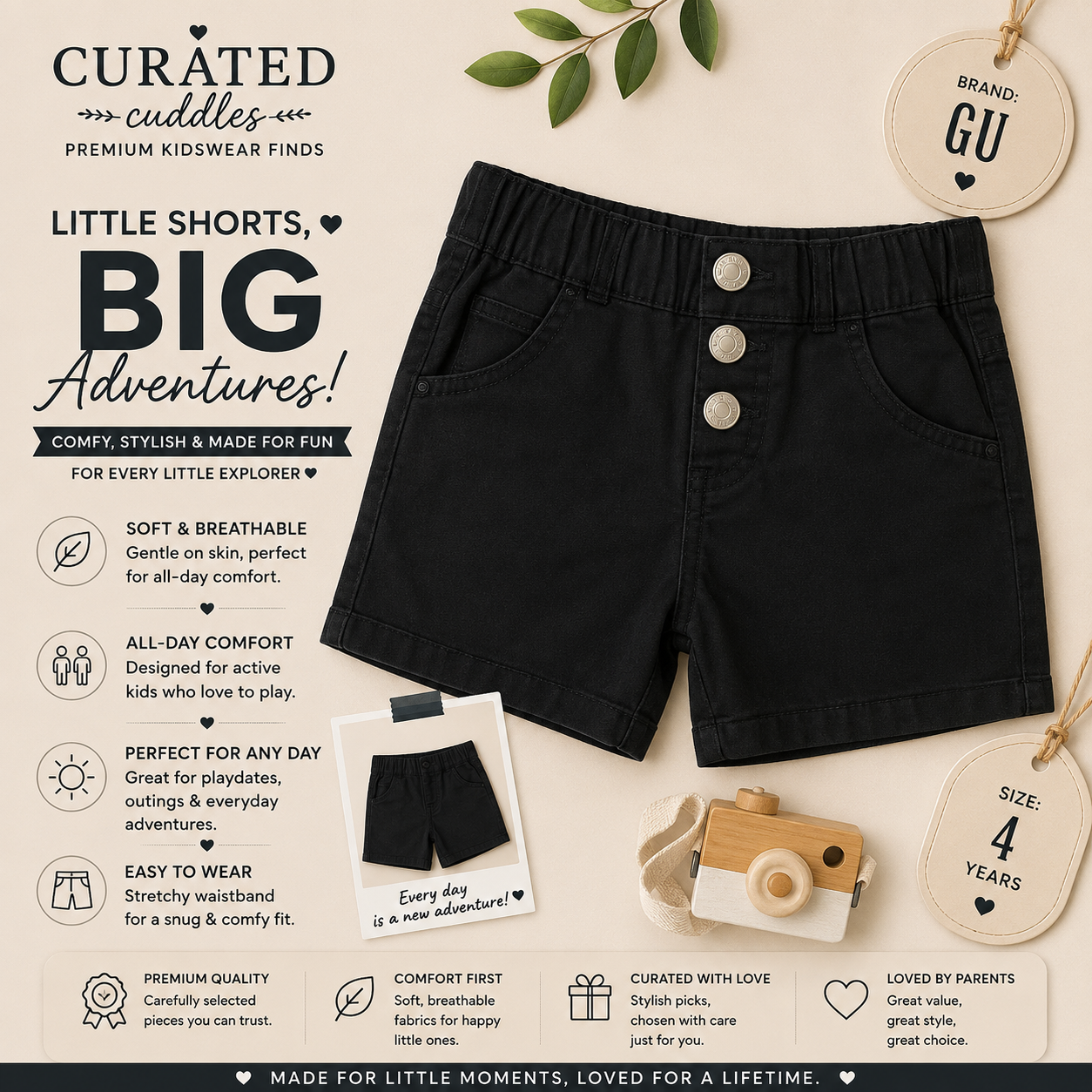 GU Original Black Shorts