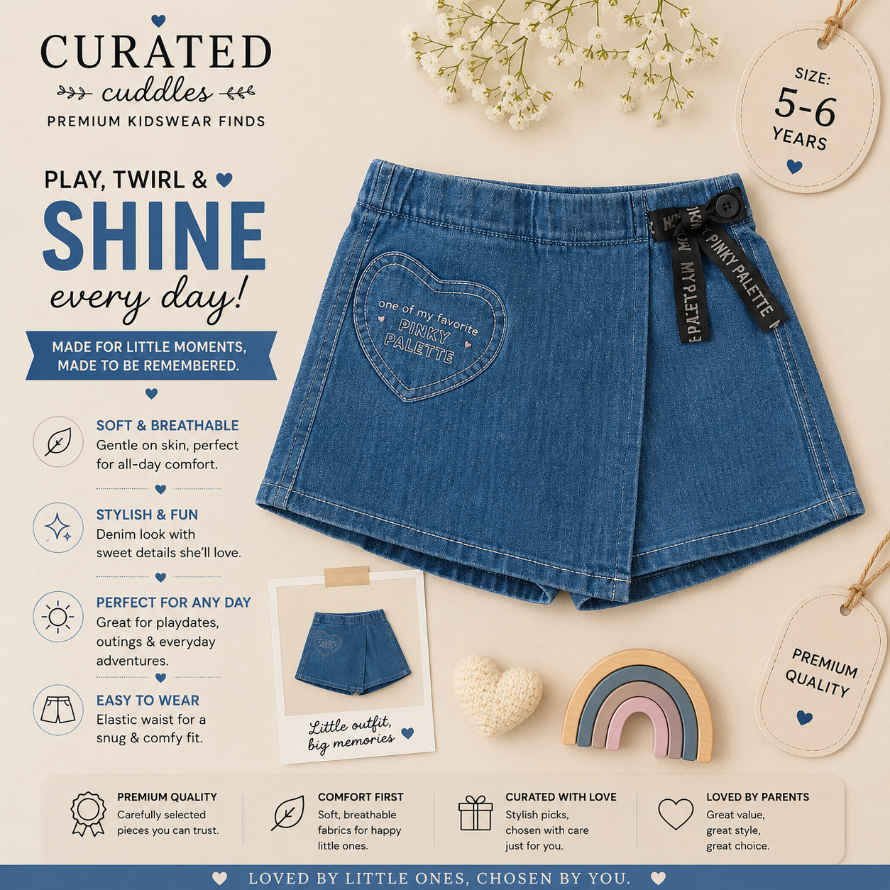 Adorable Denim Skirt-Style Shorts